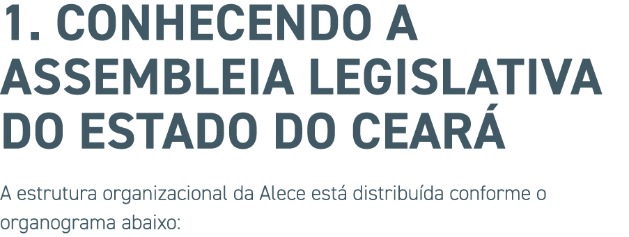 1. CONHECENDO A ASSEMBLEIA LEGISLATIVA DOÂ ESTADO DO CEAR A estrutura organizacional da Alece est  distribu da confor...