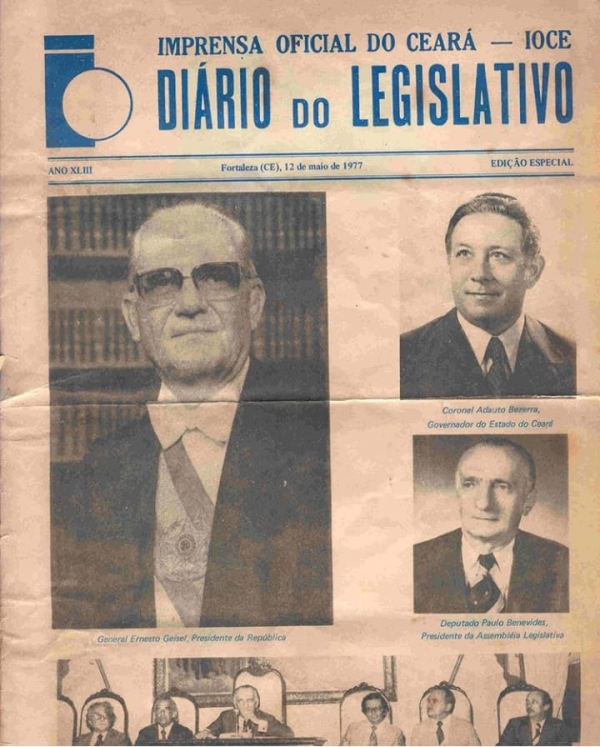 Edição do Diário do Legislativo que noticiou a mudança da sede da AL-CE