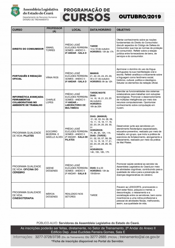 Inscrições para os cursos já podem ser feitas