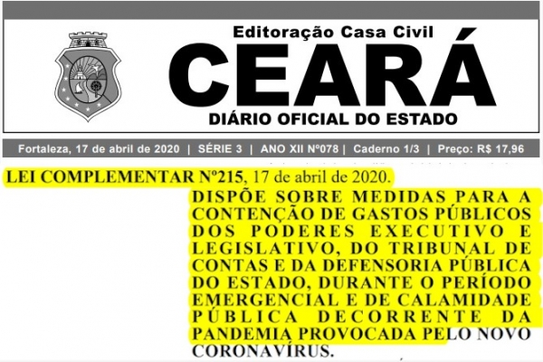 Lei complementar foi publicada no diário Oficial do estado na última sexta-feira 