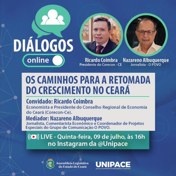  Diálogos Online recebe o presidente do Conselho Regional de Economia do Ceará (Corecon-CE), Ricardo Coimbra 