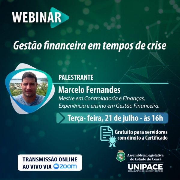 Transmissão da Webinar é através da plataforma Zoom