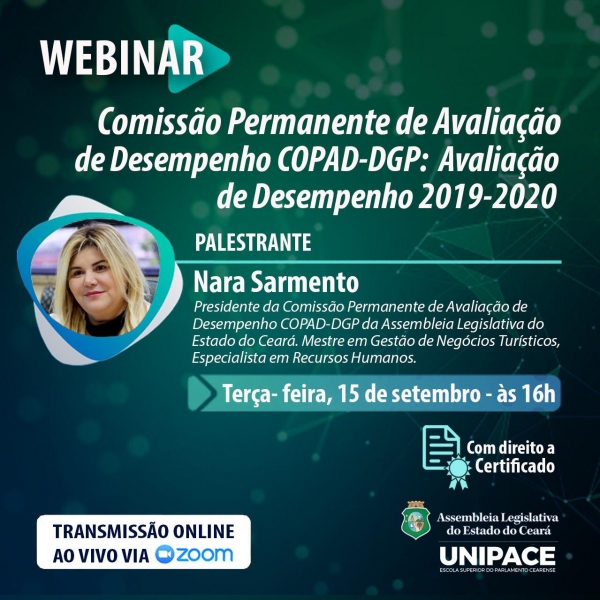 Webinar tem início às 16 horas desta terça-feira (15/09)