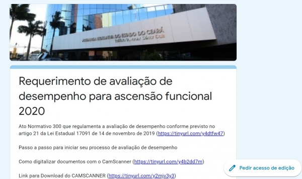 Processo é realizado por meio do link disponível no Portal do Servidor