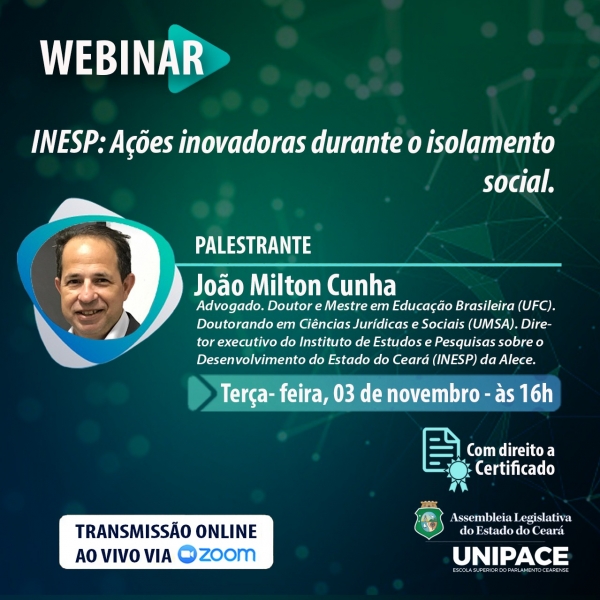 João Milton Cunha é o convidado de Webinar da Unipace