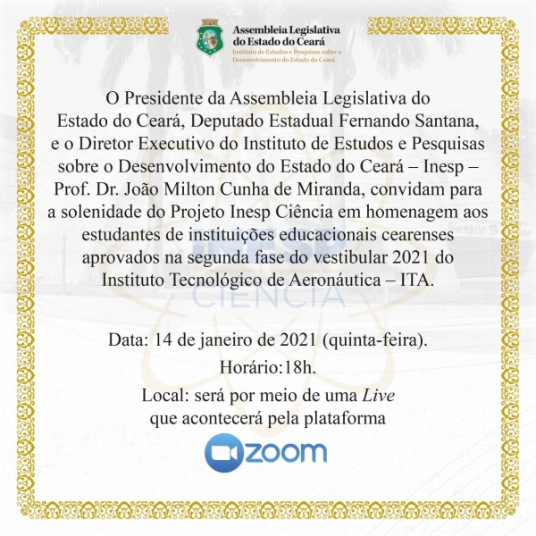 Edição do Inesp Ciência será realizada nesta quinta-feira (14/01)