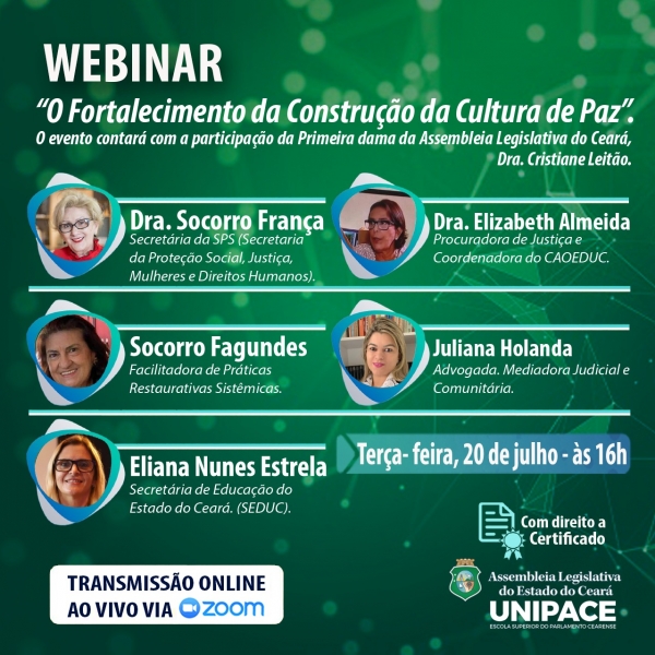 Webinar poderá ser acompanhado por servidores da Alece e convidados