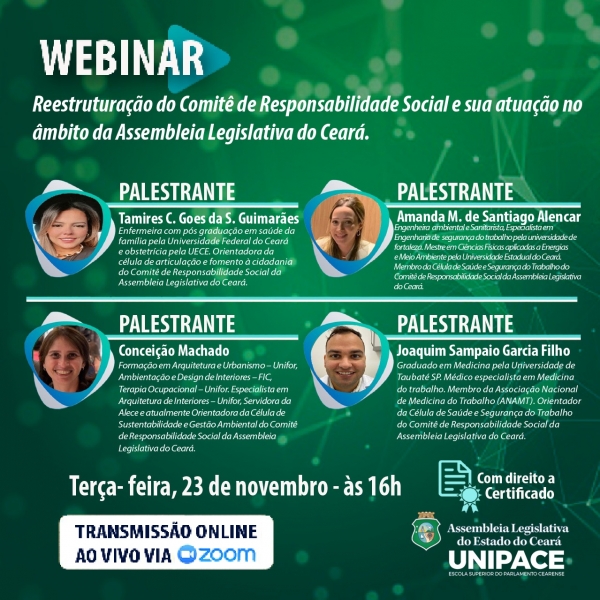 Webinar é realizado semanalmente às terças-feiras