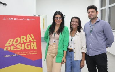Rachel Rodrigues, Gardênia Aguiar e Tales Bezerra, representantes da Célula de Articulação e Fomento à Cidadania do Comitê de Responsabilidade Social da Alece