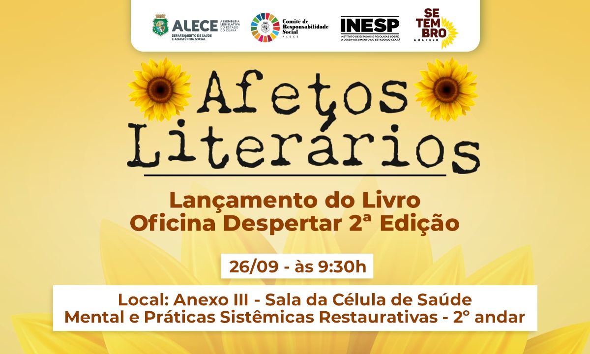 Lançamento do livro é mais uma ação do Setembro Amarelo na Alece