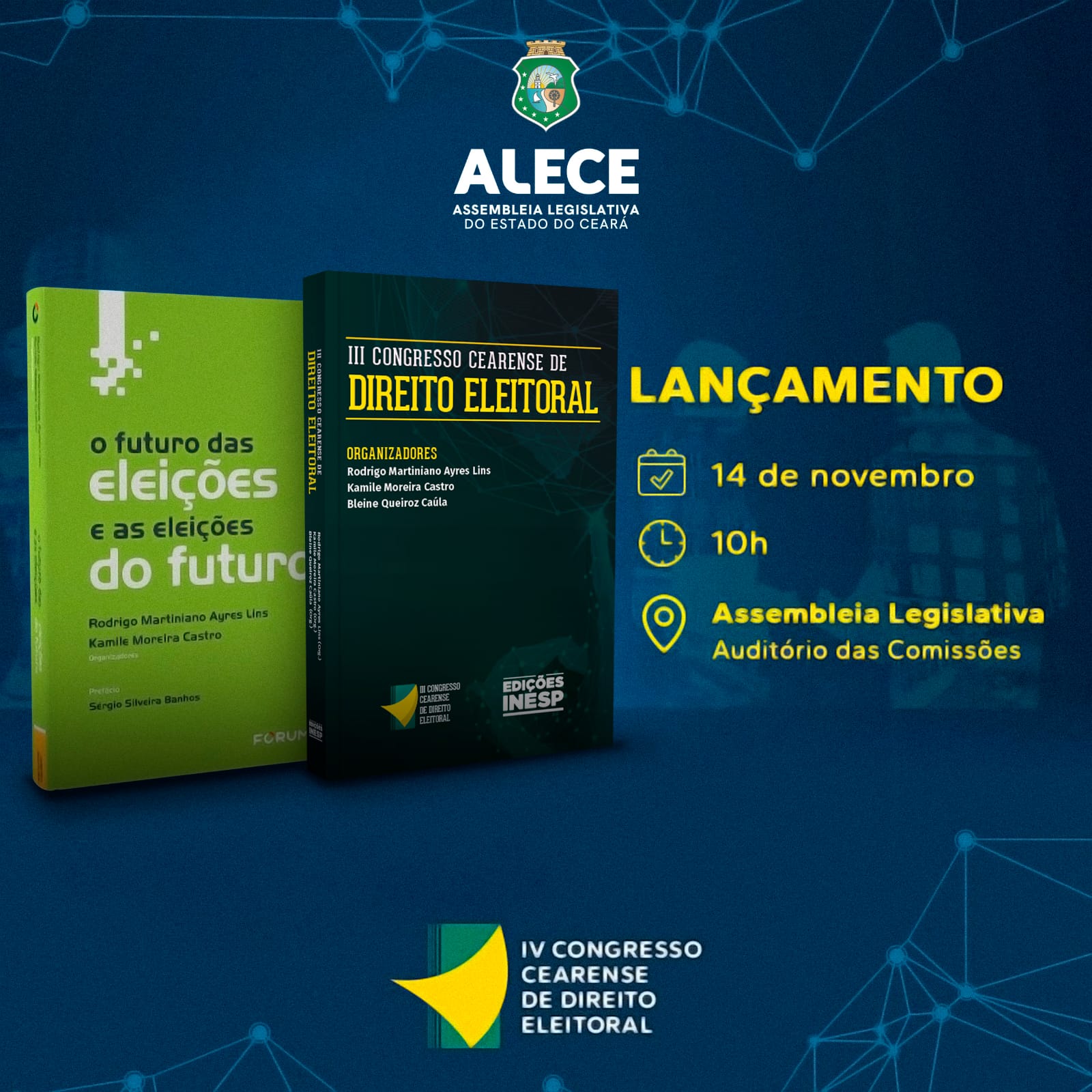 Livros terão lançamento no Complexo de Comissões Técnicas da Alece