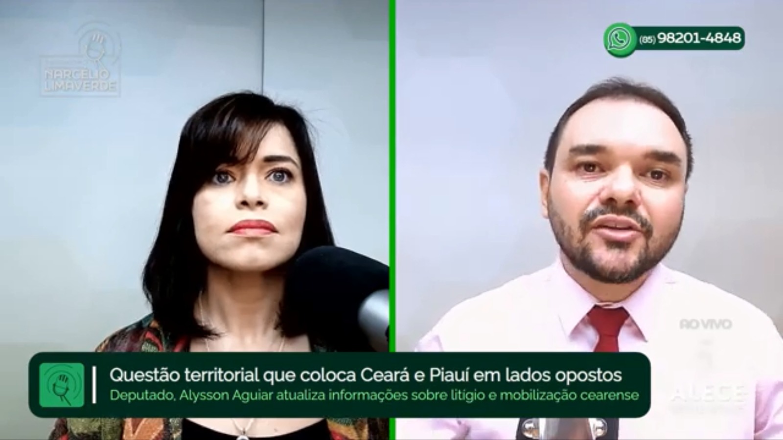 Deputado Alysson Aguiar, durante entrevista ao programa Narcélio Limaverde