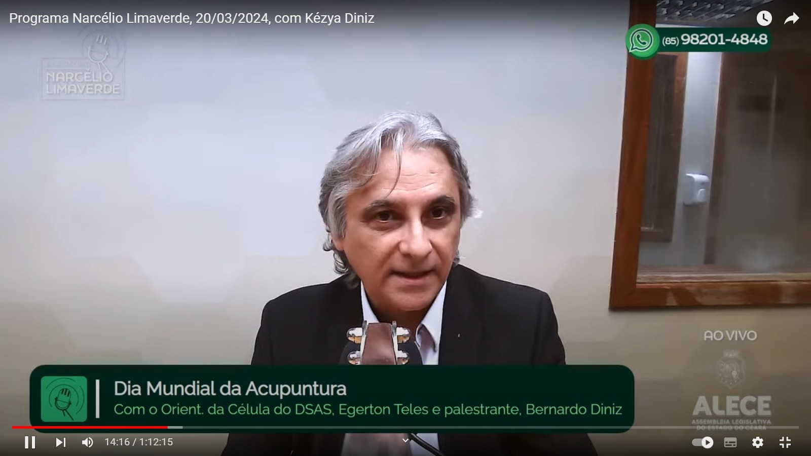 Egerton Teles, orientador da Célula de Acupuntura do DSAS, em entrevista à Rádio FM Assembleia